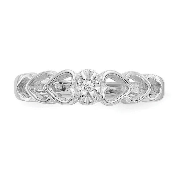 Rings Goldiacom 14k White Gold VS Real Diamond heart ring