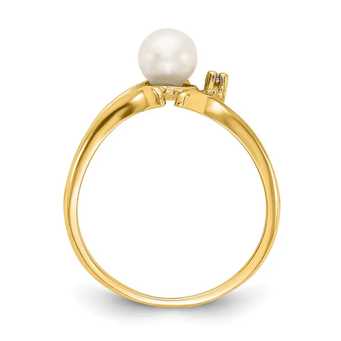 Rings Goldiacom 14K Yellow Gold 5mm FW Cultured Pearl A Real Diamond ring