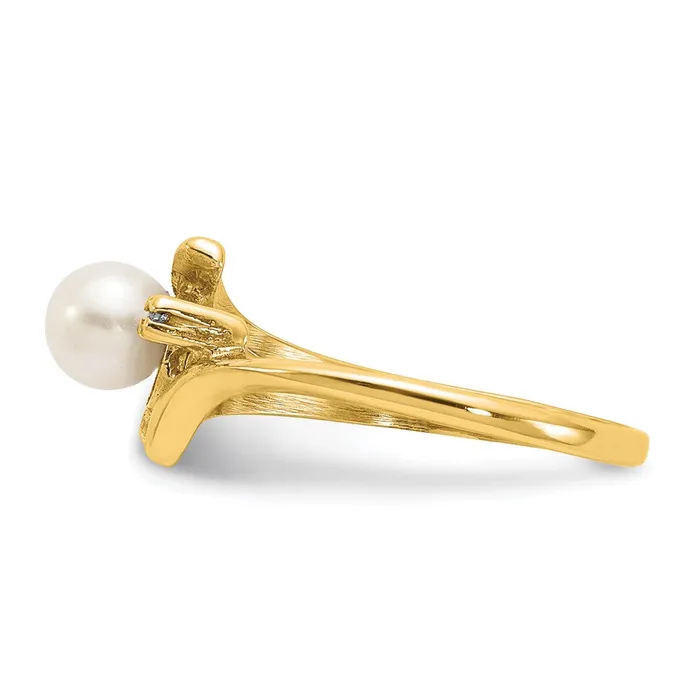 Rings Goldiacom 14K Yellow Gold 5mm FW Cultured Pearl A Real Diamond ring