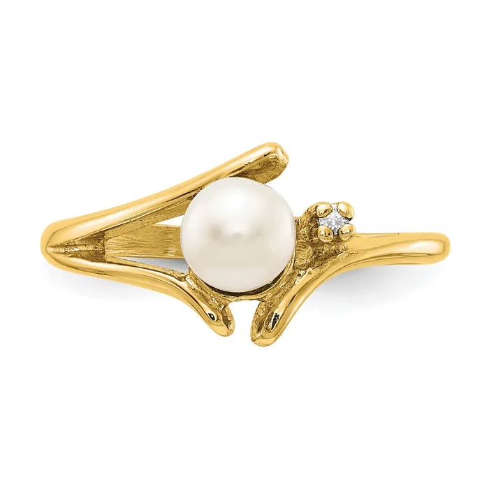 Rings Goldiacom 14K Yellow Gold 5mm FW Cultured Pearl A Real Diamond ring