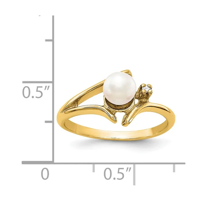 Rings Goldiacom 14K Yellow Gold 5mm FW Cultured Pearl A Real Diamond ring