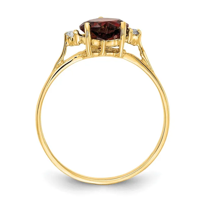 Rings Goldiacom 14K Yellow Gold 7mm Heart Garnet AAA Real Diamond ring