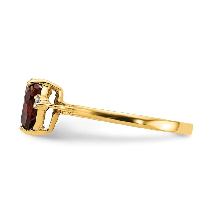 Rings Goldiacom 14K Yellow Gold 7mm Heart Garnet AAA Real Diamond ring
