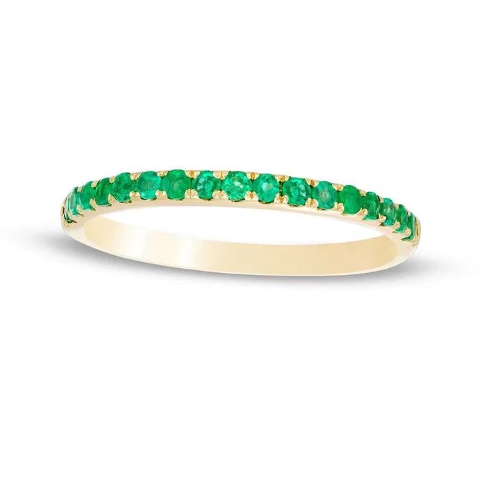 Rings Goldia Emerald Petite Stackable Band in Solid 10K Yellow Gold
