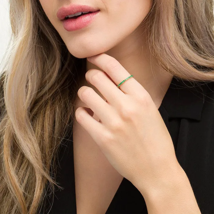 Rings Goldia Emerald Petite Stackable Band in Solid 10K Yellow Gold Rings Goldia Emerald Petite Stackable Band in Solid 10K Yellow Gold