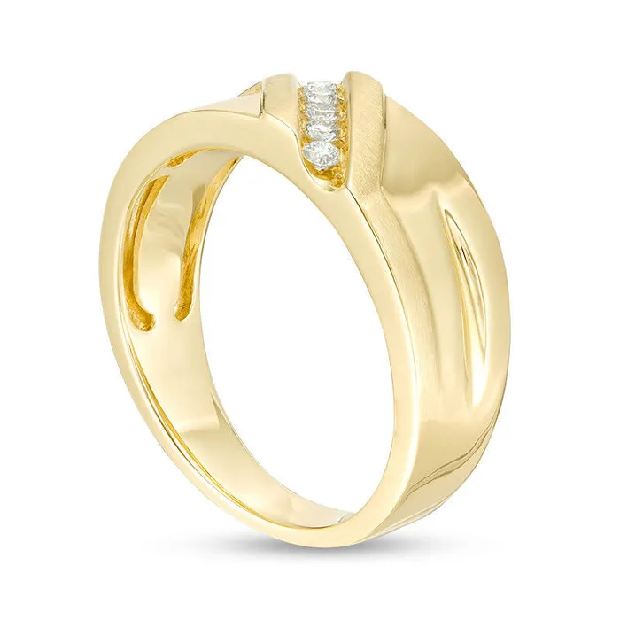 Rings Goldia Mens 020 CT TW Natural Diamond Five Stone Slant Wedding Band in Solid 10K Yellow Gold Rings Goldia Mens 020 CT TW Natural Diamond Five Stone Slant Wedding Band in Solid 10K Yellow Gold