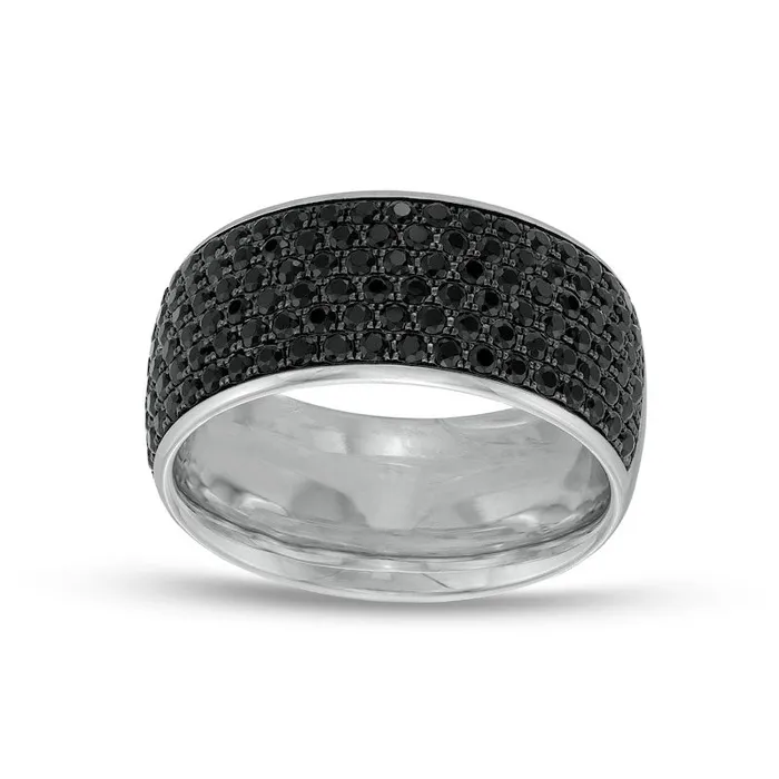 Rings Goldia Mens 20 CT TW Black Enhanced Natural Diamond ComfortFit Dome Ring in Solid 14K White Gold