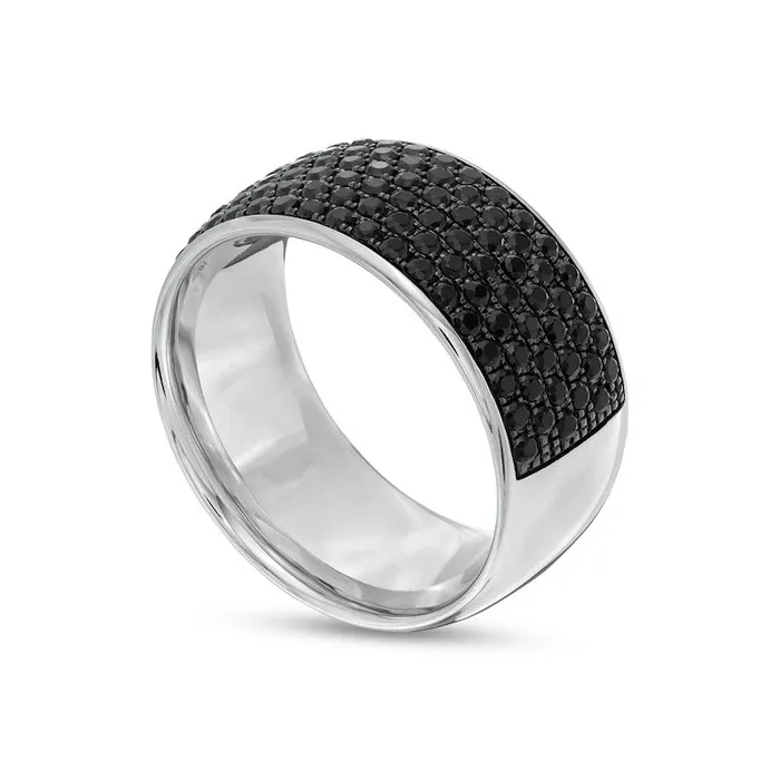 Rings Goldia Mens 20 CT TW Black Enhanced Natural Diamond ComfortFit Dome Ring in Solid 14K White Gold Rings Goldia Mens 20 CT TW Black Enhanced Natural Diamond ComfortFit Dome Ring in Solid 14K White Gold