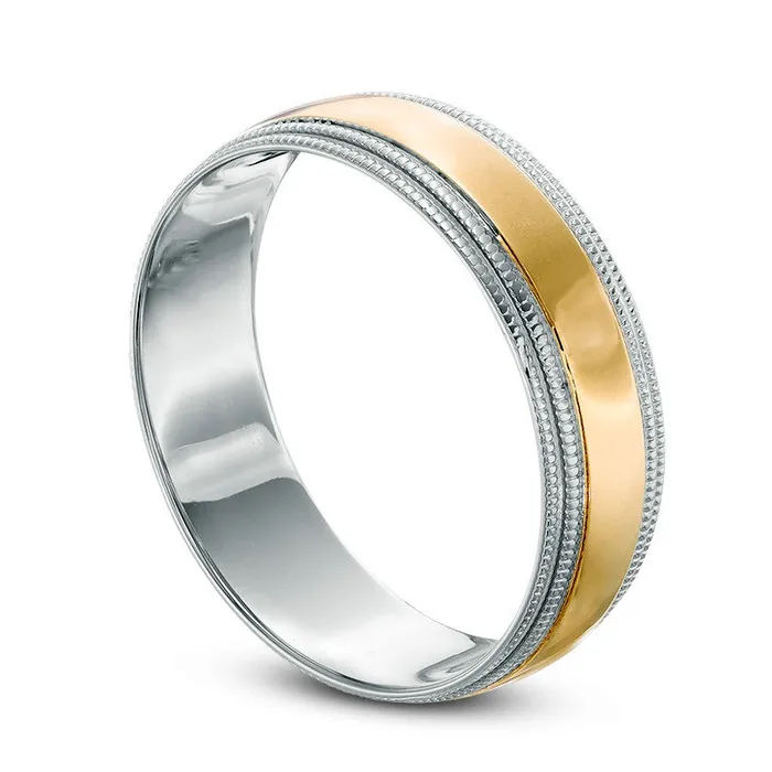 Rings Goldia Mens 60mm Milgrain Wedding Band in Solid 14K TwoTone Gold Rings Goldia Mens 60mm Milgrain Wedding Band in Solid 14K TwoTone Gold