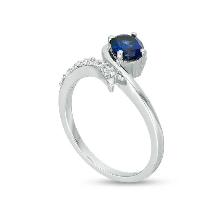 Rings Goldia Oval LabCreated Blue and White Sapphire Bypass Loop Ring in Sterling Silver Rings Goldia Oval LabCreated Blue and White Sapphire Bypass Loop Ring in Sterling Silver