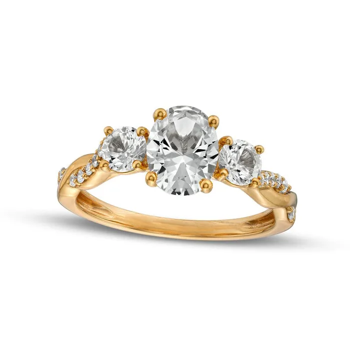 Rings Goldia Oval White LabCreated Sapphire and 010 CT TW Diamond Antique VintageStyle Ring in Solid 10K Yellow Gold Rings Goldia Oval White LabCreated Sapphire and 010 CT TW Diamond Antique VintageStyle Ring in Solid 10K Yellow Gold