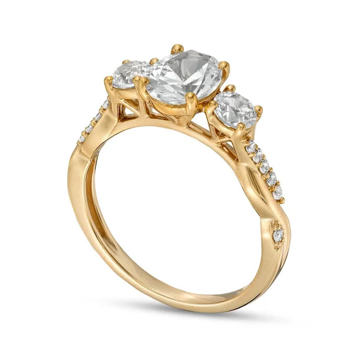 Rings Goldia Oval White LabCreated Sapphire and 010 CT TW Diamond Antique VintageStyle Ring in Solid 10K Yellow Gold Rings Goldia Oval White LabCreated Sapphire and 010 CT TW Diamond Antique VintageStyle Ring in Solid 10K Yellow Gold