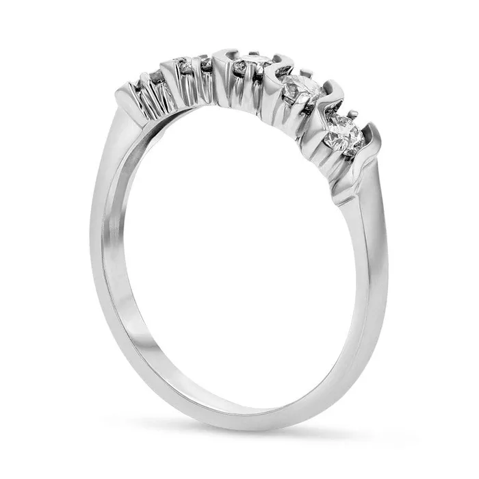 Rings Goldia Previously Owned 075 CT TW Natural Diamond Five Stone Anniversary Band in Solid 14K White Gold Rings Goldia Previously Owned 075 CT TW Natural Diamond Five Stone Anniversary Band in Solid 14K White Gold