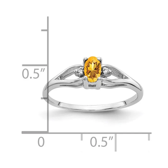Rings Goldia Solid 14k White Gold 5x3mm Oval Simulated Citrine A CZ Ring