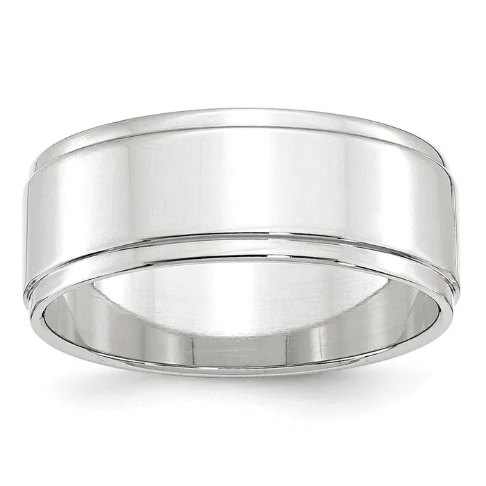 Rings Goldia Solid 14K White Gold 8mm Flat with Step Edge MensWomens Wedding Band Ring Size 115 Rings Goldia Solid 14K White Gold 8mm Flat with Step Edge MensWomens Wedding Band Ring Size 115