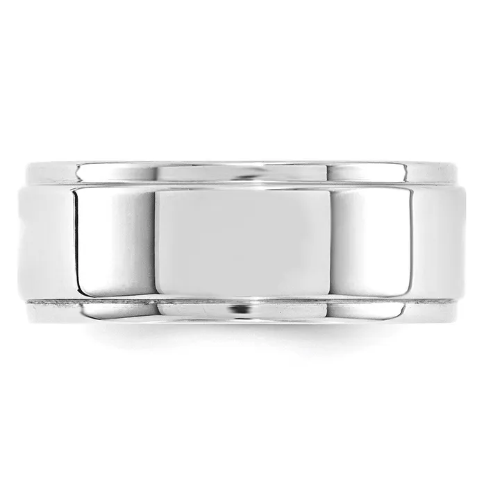 Rings Goldia Solid 14K White Gold 8mm Flat with Step Edge MensWomens Wedding Band Ring Size 115 Rings Goldia Solid 14K White Gold 8mm Flat with Step Edge MensWomens Wedding Band Ring Size 115