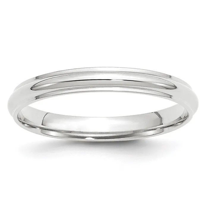 Rings Goldia Solid 18K White Gold 3mm Half Round with Edge MensWomens Wedding Band Ring Size 6 Rings Goldia Solid 18K White Gold 3mm Half Round with Edge MensWomens Wedding Band Ring Size 6