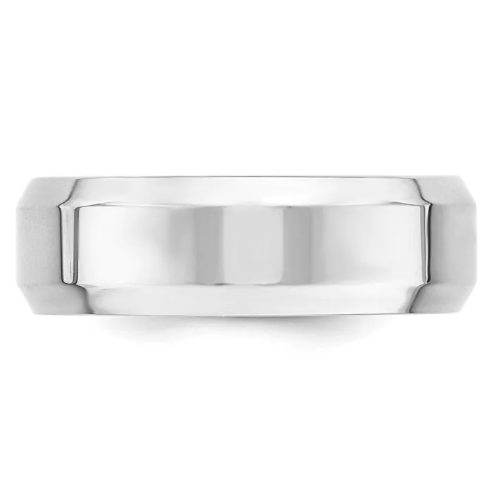 Rings Goldia Solid 18K White Gold 7mm Bevel Edge Comfort Fit MensWomens Wedding Band Ring Size 9 Rings Goldia Solid 18K White Gold 7mm Bevel Edge Comfort Fit MensWomens Wedding Band Ring Size 9