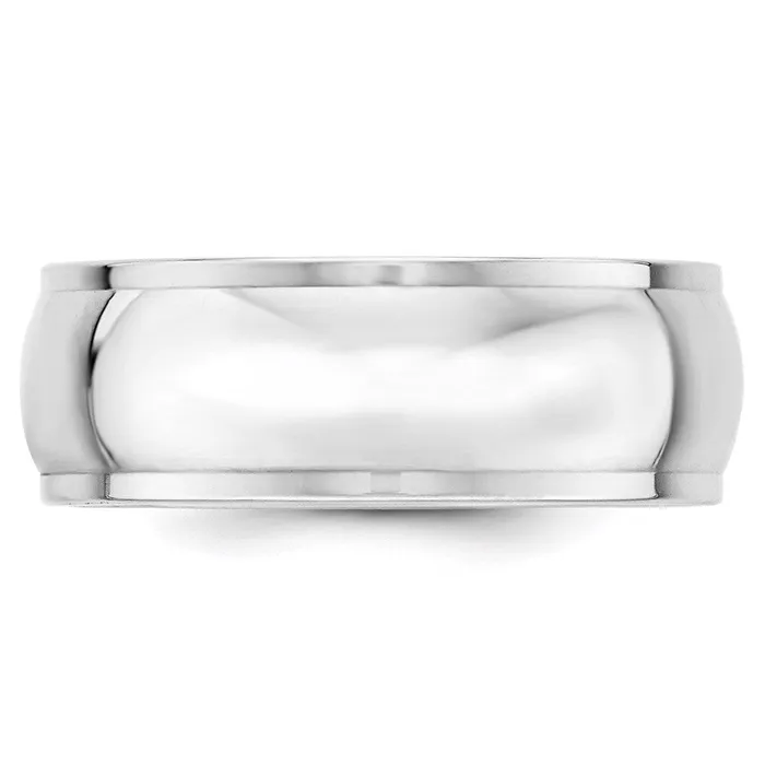 Rings Goldia Solid 18K White Gold 8mm Half Round with Edge MensWomens Wedding Band Ring Size 75 Rings Goldia Solid 18K White Gold 8mm Half Round with Edge MensWomens Wedding Band Ring Size 75