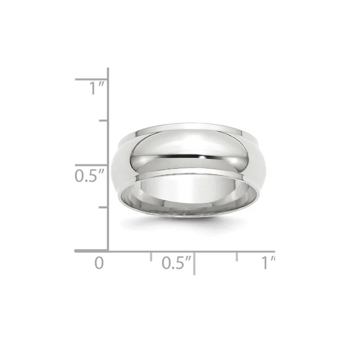 Rings Goldia Solid 18K White Gold 8mm Half Round with Edge MensWomens Wedding Band Ring Size 75 Rings Goldia Solid 18K White Gold 8mm Half Round with Edge MensWomens Wedding Band Ring Size 75