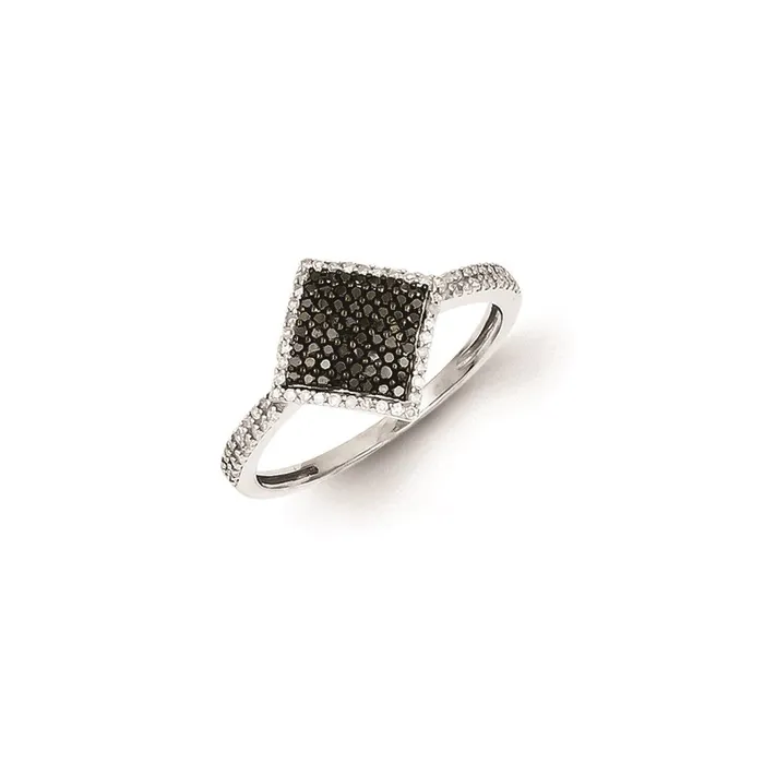 Rings Goldia Sterling Silver Black and White Diamond Square Ring