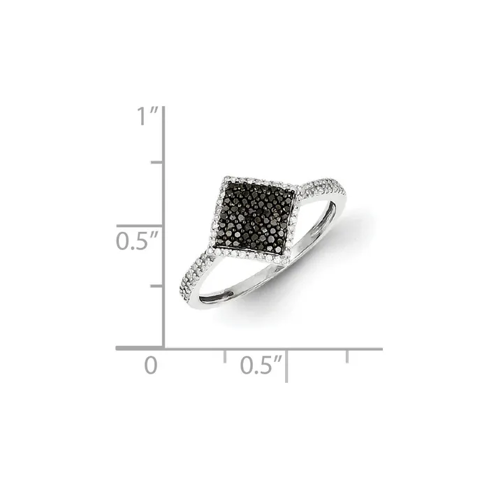 Rings Goldia Sterling Silver Black and White Diamond Square Ring