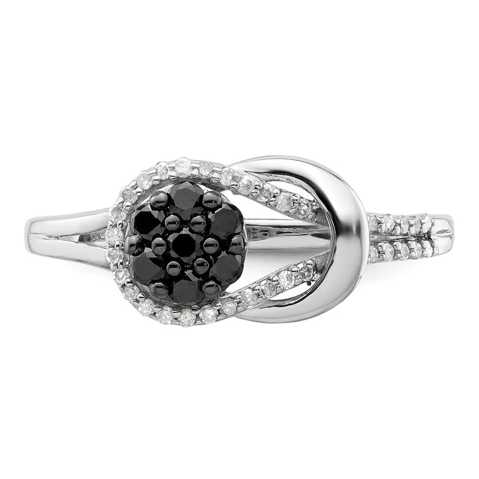 Rings Goldia White Night Sterling Silver Rhodiumplated Black and White Diamond Love Knot Ring
