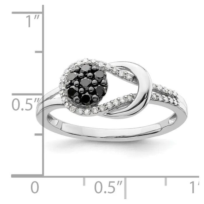 Rings Goldia White Night Sterling Silver Rhodiumplated Black and White Diamond Love Knot Ring