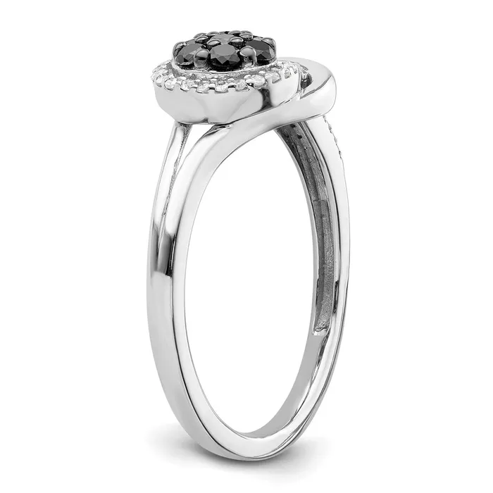 Rings Goldia White Night Sterling Silver Rhodiumplated Black and White Diamond Love Knot Ring