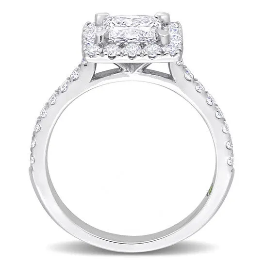Rings JMS always Original Created Forever 2 CT TW Princess Round Lab Created Diamond with Tsavorite Accent Halo Engagement Ring in 14k White Gold Rings JMS always Original Created Forever 2 CT TW Princess Round Lab Created Diamond with Tsavorite Accent Halo Engagement Ring in 14k White Gold