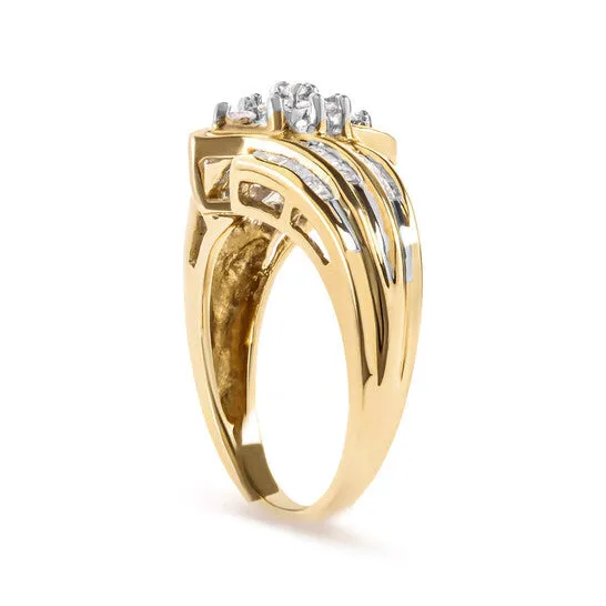 Rings JMS always Original Haus of Brilliance 10K Yellow Gold 12 Cttw Round And Baguettecut Diamond Cluster Head and Channel Set Shank Ring HI Color I1I2 Clarity Rings JMS always Original Haus of Brilliance 10K Yellow Gold 12 Cttw Round And Baguettecut Diamond Cluster Head and Channel Set Shank Ring HI Color I1I2 Clarity