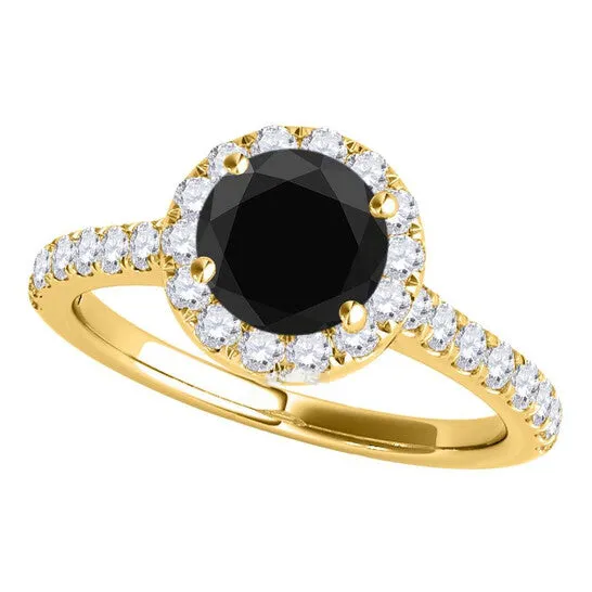 Rings JMS always Original Maulijewels 160 Carat Black Halo White Diamond Bridal Set Engagement Ring For Women In 18K Solid Yellow Gold Rings JMS always Original Maulijewels 160 Carat Black Halo White Diamond Bridal Set Engagement Ring For Women In 18K Solid Yellow Gold