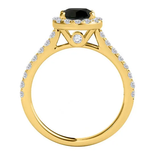 Rings JMS always Original Maulijewels 160 Carat Black Halo White Diamond Bridal Set Engagement Ring For Women In 18K Solid Yellow Gold Rings JMS always Original Maulijewels 160 Carat Black Halo White Diamond Bridal Set Engagement Ring For Women In 18K Solid Yellow Gold