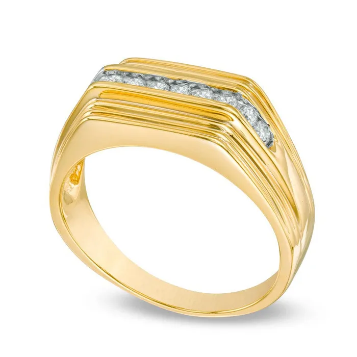 Rings Mens 025 CT TW Natural Diamond Wedding Band in Solid 10K Yellow Gold Goldia Rings Mens 025 CT TW Natural Diamond Wedding Band in Solid 10K Yellow Gold Goldia