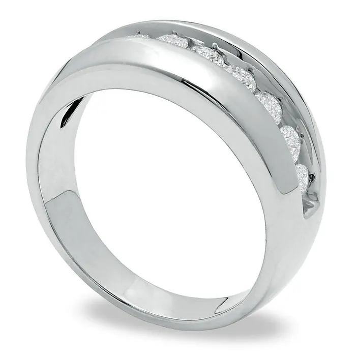 Rings Mens 10 CT TW Natural Diamond Wedding Band in Solid 14K White Gold Goldia Rings Mens 10 CT TW Natural Diamond Wedding Band in Solid 14K White Gold Goldia