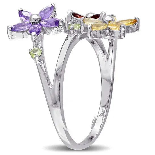 Rings Original Amour Sterling Silver 1 12 CT TGW Marquise Garnet Citrine Amethyst Round Peridot Floral Ring JMS always Rings Original Amour Sterling Silver 1 12 CT TGW Marquise Garnet Citrine Amethyst Round Peridot Floral Ring JMS always