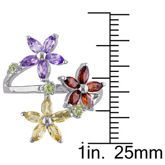 Rings Original Amour Sterling Silver 1 12 CT TGW Marquise Garnet Citrine Amethyst Round Peridot Floral Ring JMS always Rings Original Amour Sterling Silver 1 12 CT TGW Marquise Garnet Citrine Amethyst Round Peridot Floral Ring JMS always