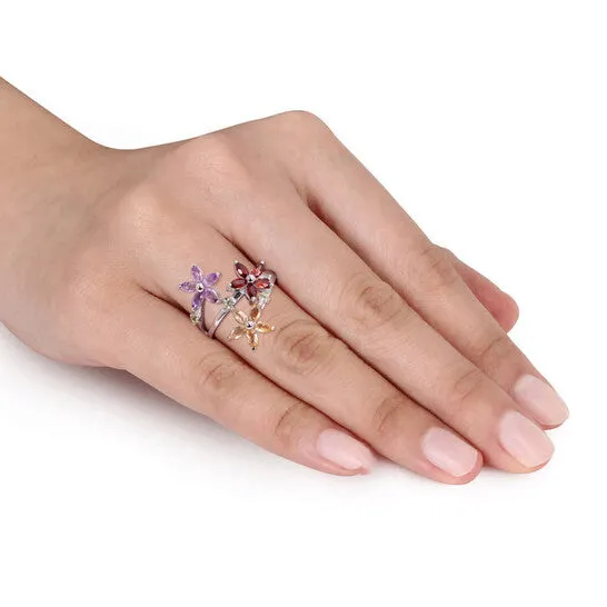 Rings Original Amour Sterling Silver 1 12 CT TGW Marquise Garnet Citrine Amethyst Round Peridot Floral Ring JMS always Rings Original Amour Sterling Silver 1 12 CT TGW Marquise Garnet Citrine Amethyst Round Peridot Floral Ring JMS always