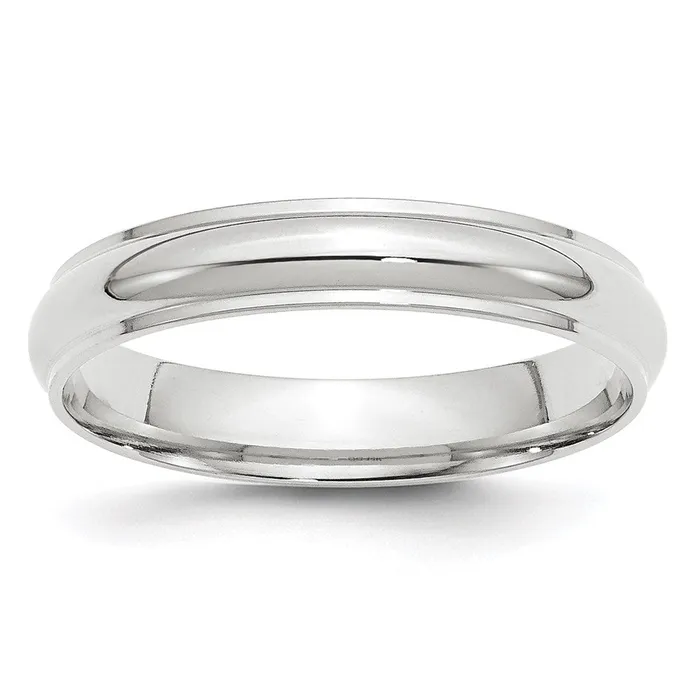 Rings Solid 10K White Gold 4mm Half Round with Edge MensWomens Wedding Band Ring Size 115 Goldia