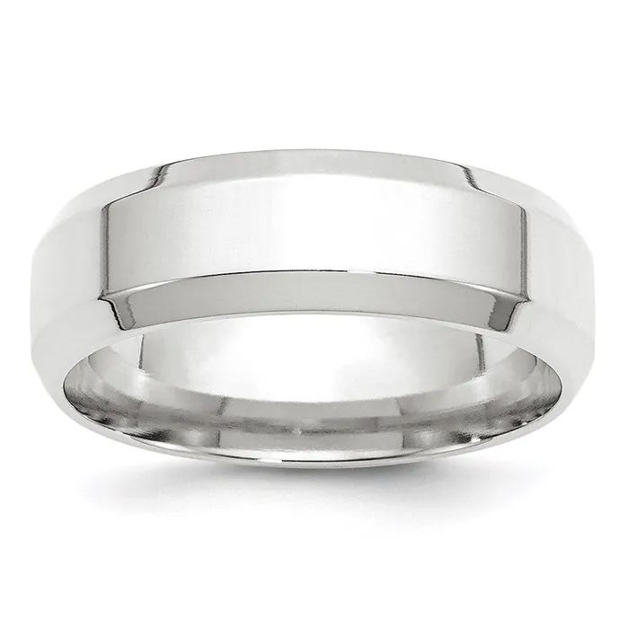 Rings Solid 14K White Gold 7mm Bevel Edge Comfort Fit MensWomens Wedding Band Ring Size 13 Goldia Rings Solid 14K White Gold 7mm Bevel Edge Comfort Fit MensWomens Wedding Band Ring Size 13 Goldia