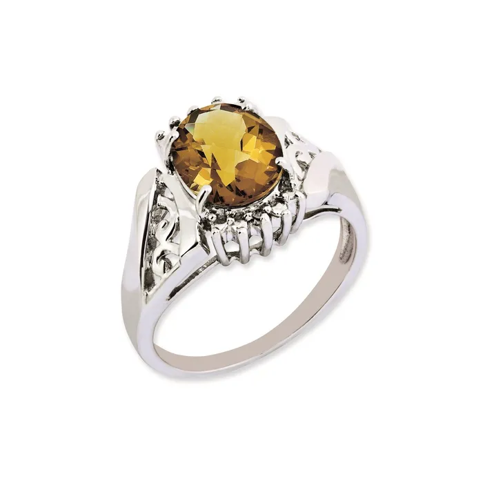 Rings Sterling Silver RHplated CheckerCut Whiskey Quartz u0026 Oval Diamond Gemstone Birthstone Ring Fine Jewelry Gift for Her Goldia Rings Sterling Silver RHplated CheckerCut Whiskey Quartz u0026 Oval Diamond Gemstone Birthstone Ring Fine Jewelry Gift for Her Goldia