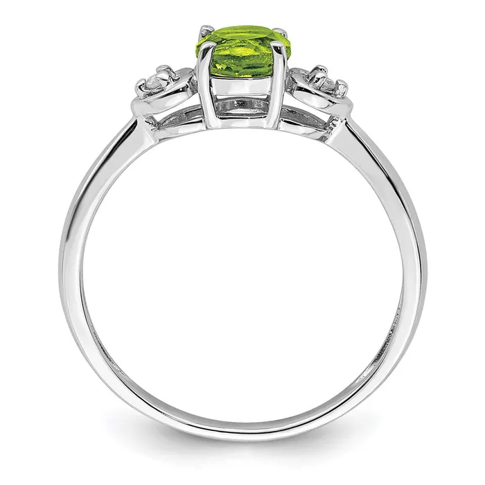Rings Sterling Silver Rhodium Plated Diamond and Peridot Round Ring Goldia