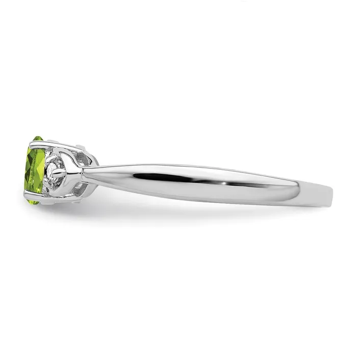 Rings Sterling Silver Rhodium Plated Diamond and Peridot Round Ring Goldia