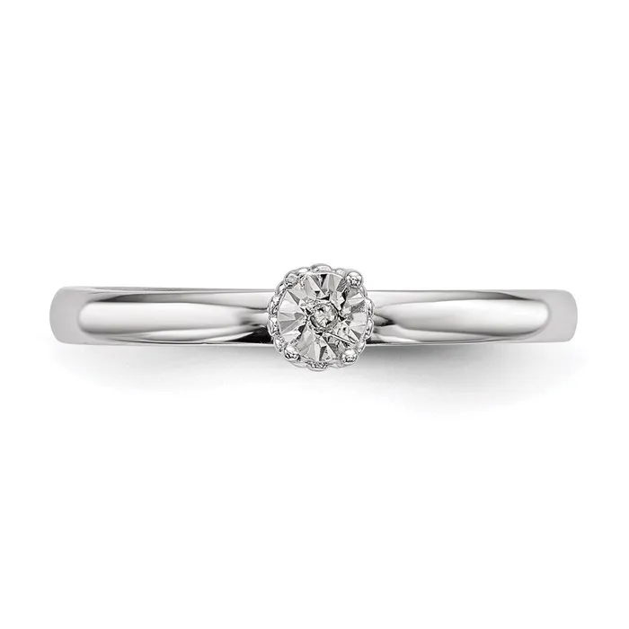 Rings Sterling Silver Rhodium Plated Polished Diamond Ring Goldia