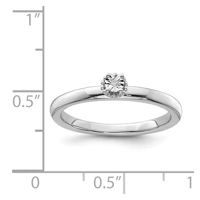 Rings Sterling Silver Rhodium Plated Polished Diamond Ring Goldia