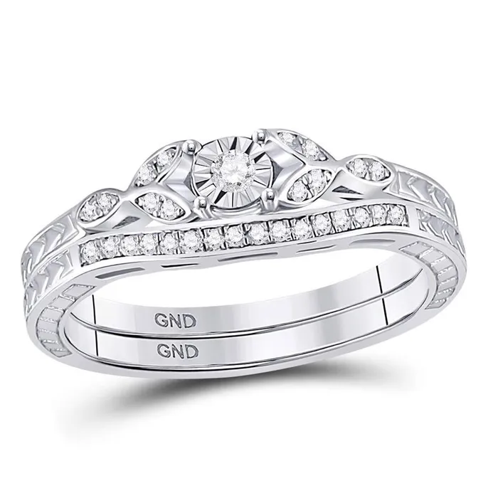 Rings Sterling Silver Round Diamond Bridal Wedding Ring Set 18 Cttw gndatlanta Rings Sterling Silver Round Diamond Bridal Wedding Ring Set 18 Cttw gndatlanta