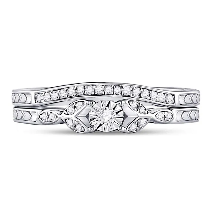 Rings Sterling Silver Round Diamond Bridal Wedding Ring Set 18 Cttw gndatlanta