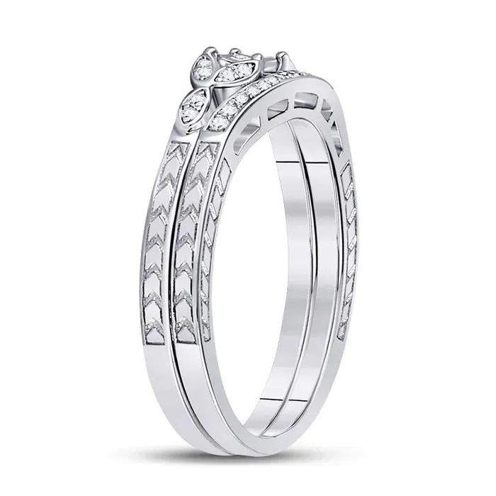 Rings Sterling Silver Round Diamond Bridal Wedding Ring Set 18 Cttw gndatlanta