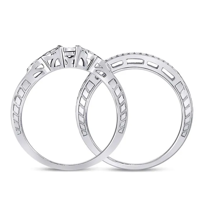 Rings Sterling Silver Round Diamond Bridal Wedding Ring Set 18 Cttw gndatlanta