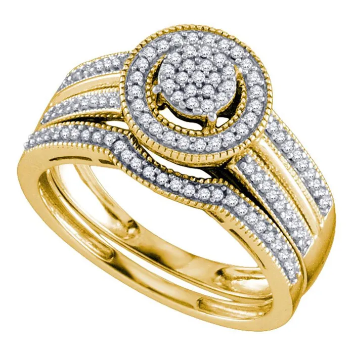 Rings YellowTone Sterling Silver Round Diamond Bridal Wedding Ring Set 13 Cttw gndatlanta Rings YellowTone Sterling Silver Round Diamond Bridal Wedding Ring Set 13 Cttw gndatlanta